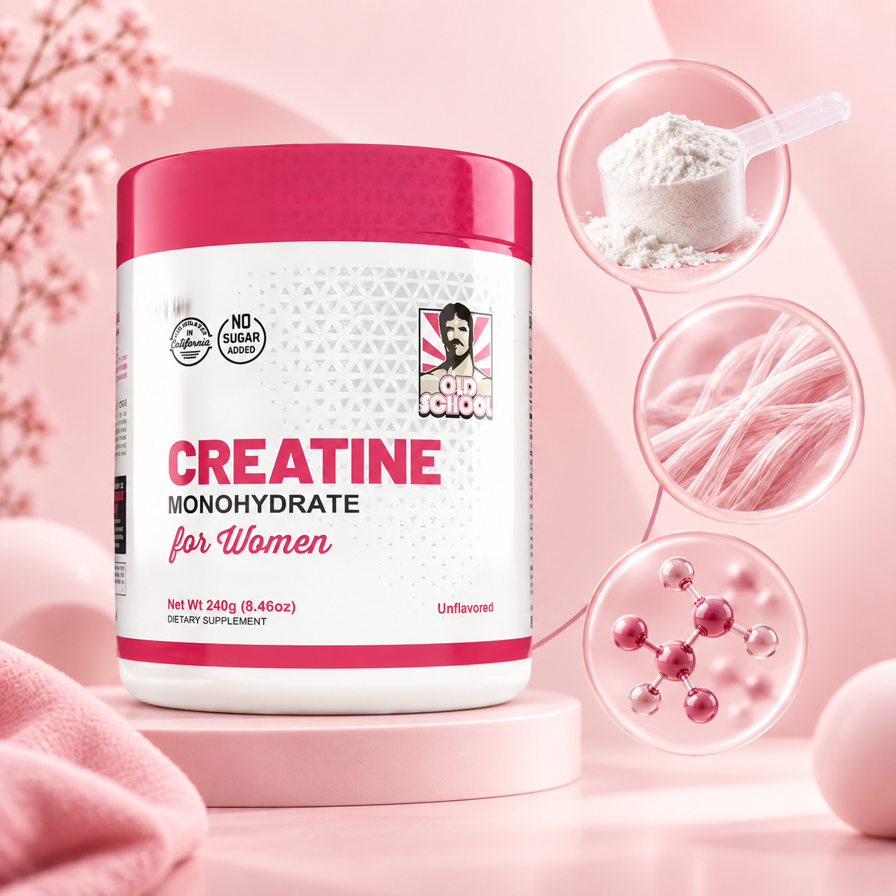 Creatine Woman con representación de su fórmula 3 en 1